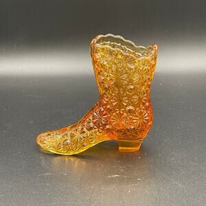 Vintage FENTON Amberina Glass Daisy and Buttons Toothpick Holder Boot